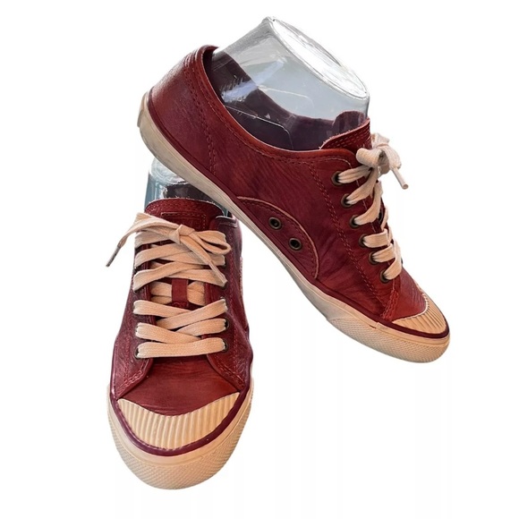 FRYE Women’s Leather BUD Burnt Orange Low Top  Comfort Sneakers Size 7 - Picture 1 of 9